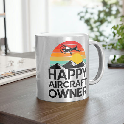 Happy Aircraft Owner - Retro - Metallic Mug (Silver\Gold)