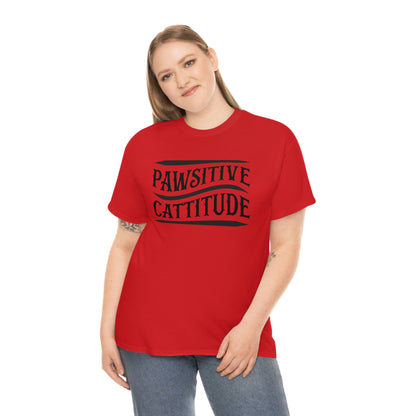 Pawsitive Cattitude - Unisex Heavy Cotton Tee