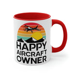 Happy Aircraft Owner - Retro - Accent Coffee Mug, 11oz