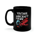 Vintage Aircraft Tribe - Biplane - White - 11oz Black Mug