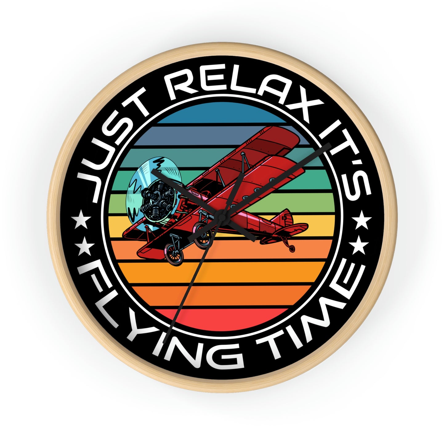 Just Relax - Flying Time - Biplane - Wall Clock