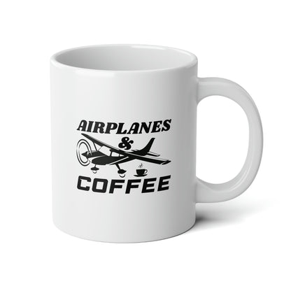 Airplanes And Coffee - Black - Jumbo Mug, 20oz