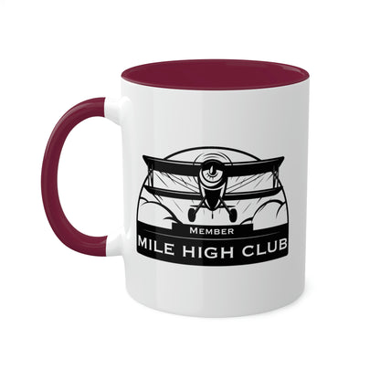 Mile High Club - Biplane - Black  - Colorful Mugs, 11oz