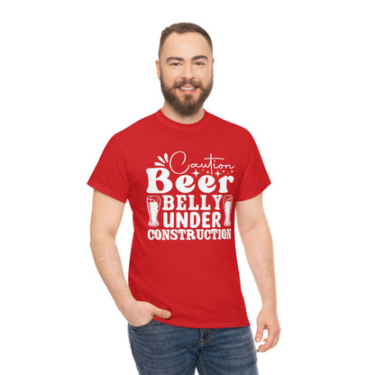 Beer Belly Under Construction - White - Unisex Heavy Cotton Tee