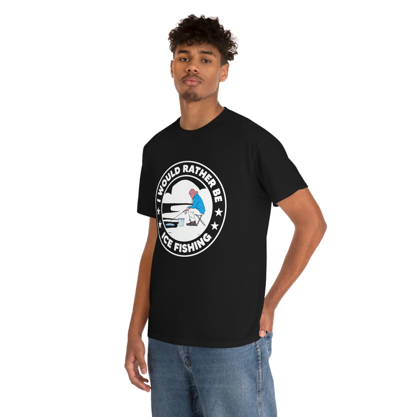 I Would Rather Be Ice Fishing - Unisex Heavy Cotton Tee