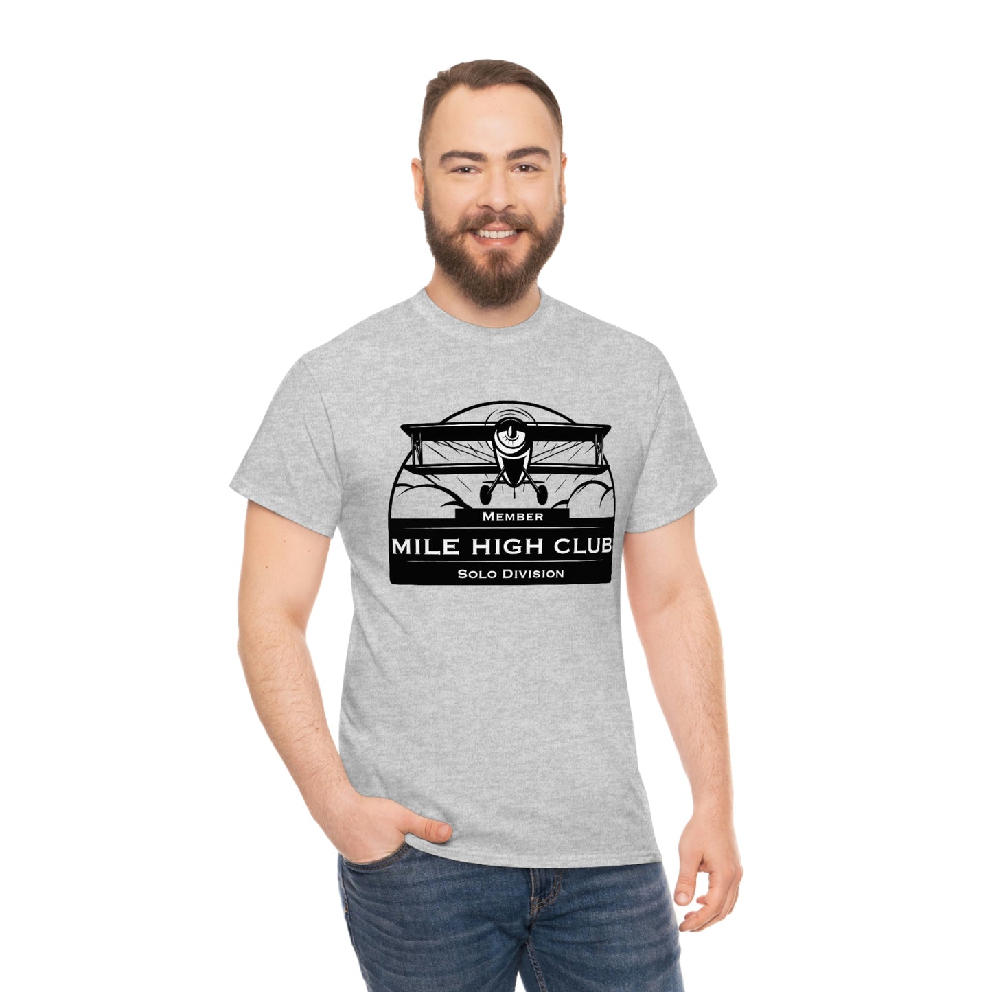 Mile High Club - Biplane - Solo Division - Black - Unisex Heavy Cotton Tee