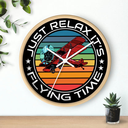 Just Relax - Flying Time - Biplane - Wall Clock