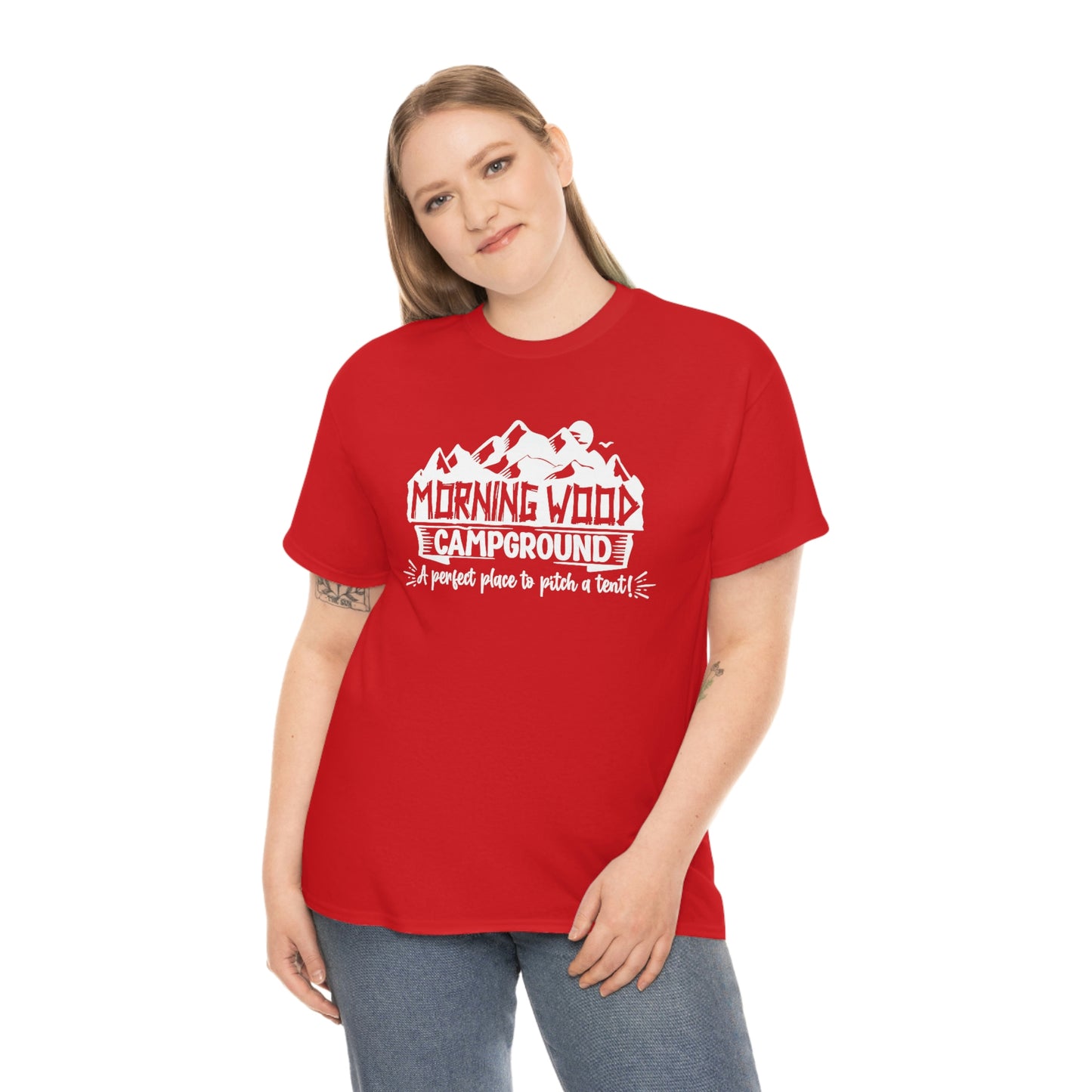 Morning Wood Campground - White - Unisex Heavy Cotton Tee