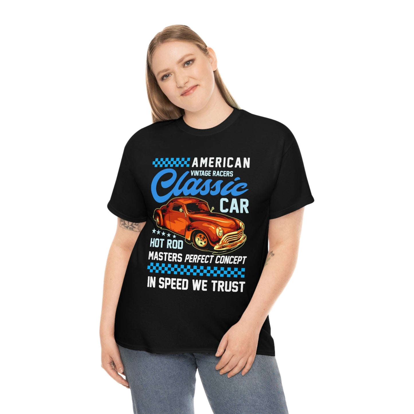 American Vintage Racers Classic Car - Unisex Heavy Cotton Tee