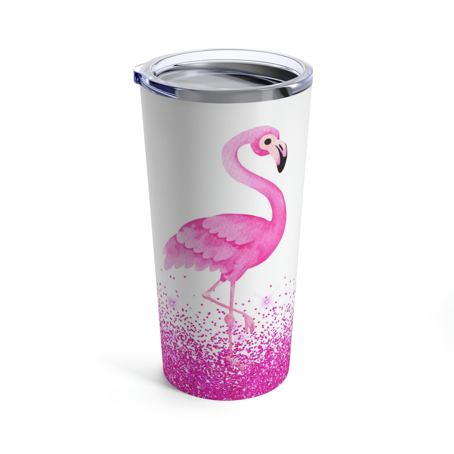 Two Flamingos - Pink Glitter - Tumbler 20oz