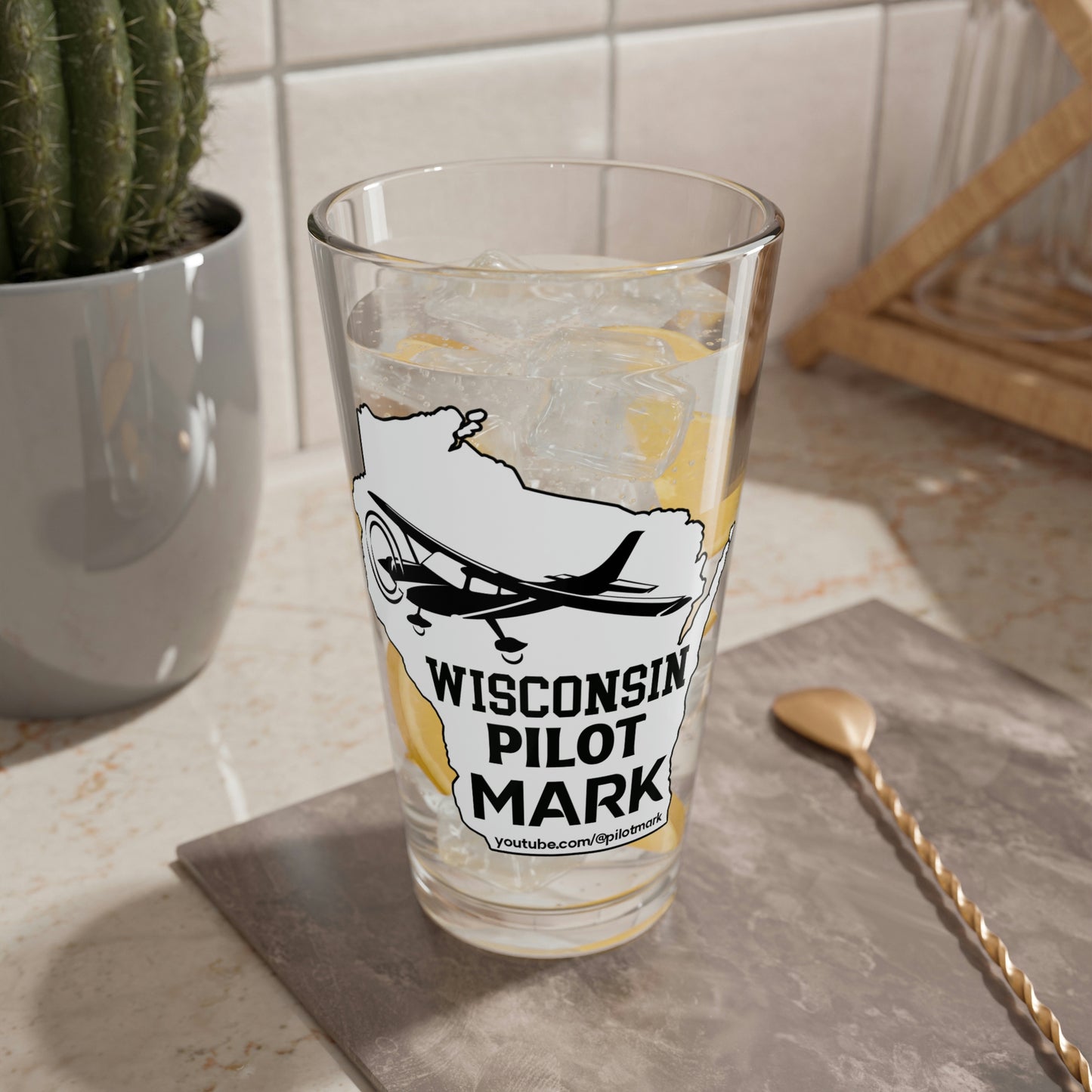 Wisconsin Pilot Mark - YouTube - Mixing Glass, 16oz