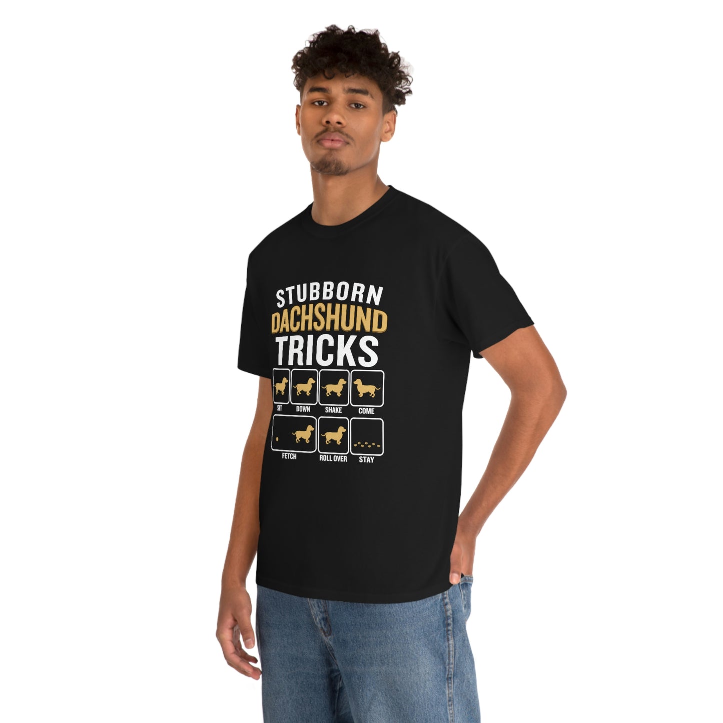 Stubborn Dachshund Tricks - Unisex Heavy Cotton Tee