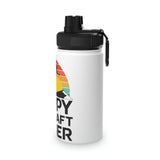 Happy Aircraft Owner - Retro - Stainless Steel Water Bottle, Sports Lid - 12 oz.