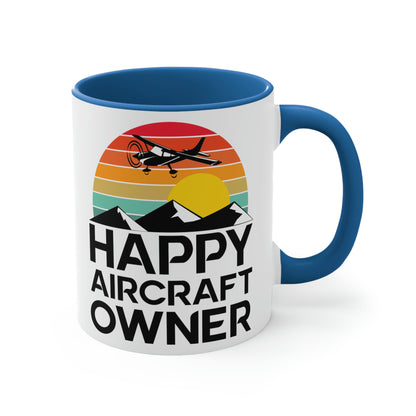 Happy Aircraft Owner - Retro - Accent Coffee Mug, 11oz