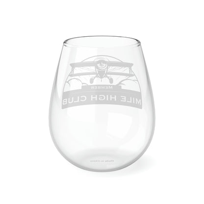 Mile High Club - Biplane - Black - Stemless Wine Glass, 11.75oz