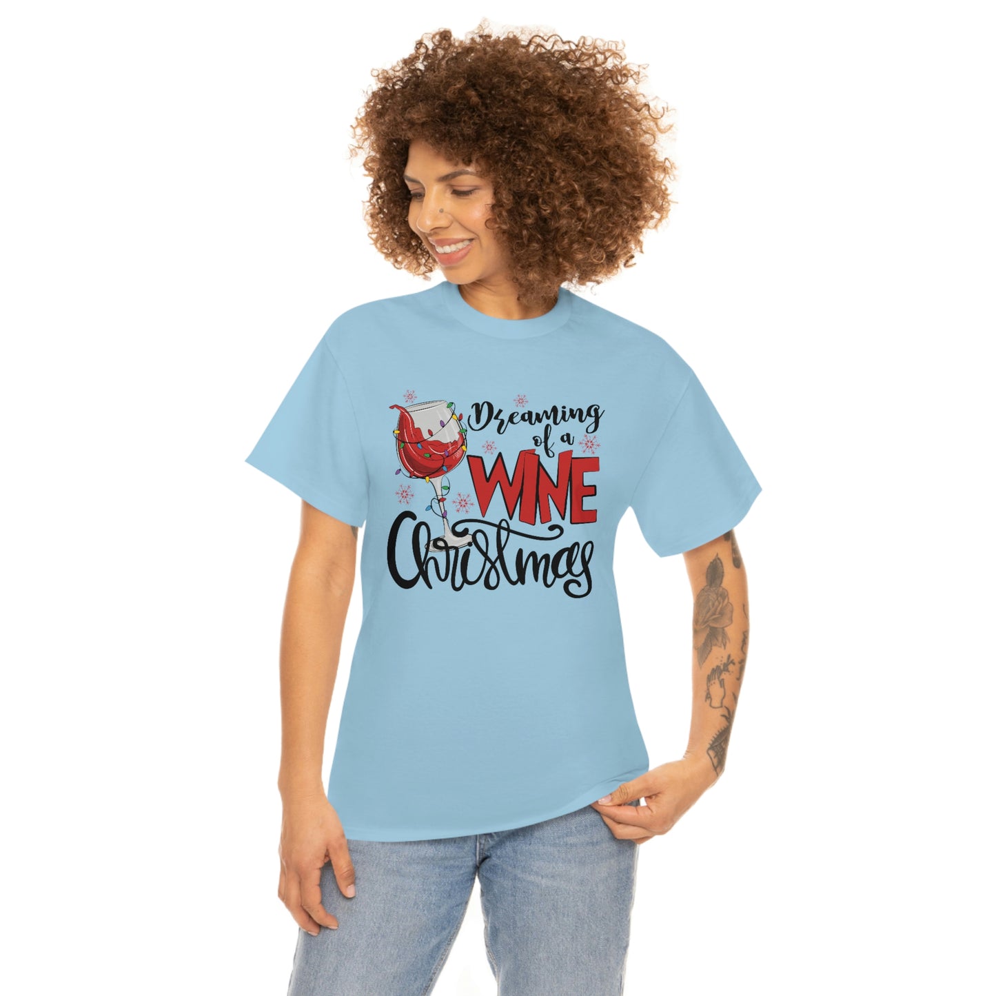 Dreaming Of A Wine Christmas - Unisex Heavy Cotton Tee