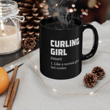 Curling Girl - 11oz Black Mug
