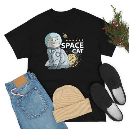 Cute Space Cat - Unisex Heavy Cotton Tee