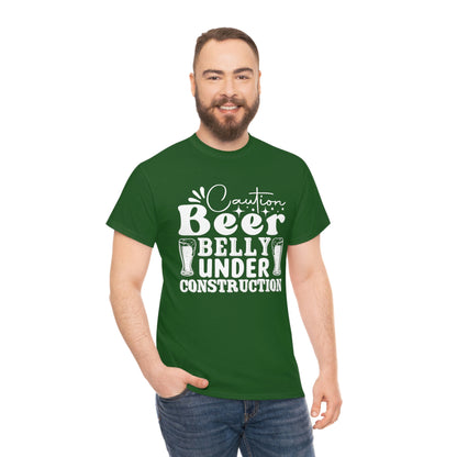 Beer Belly Under Construction - White - Unisex Heavy Cotton Tee