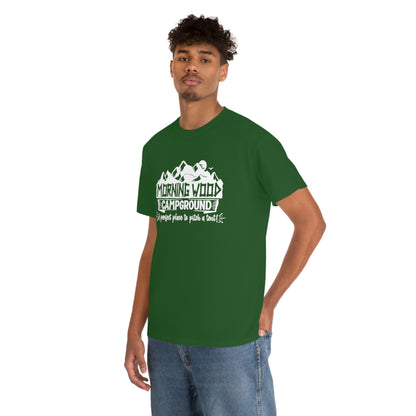 Morning Wood Campground - White - Unisex Heavy Cotton Tee