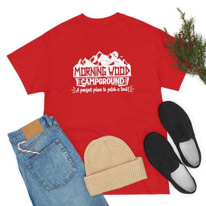 Morning Wood Campground - White - Unisex Heavy Cotton Tee