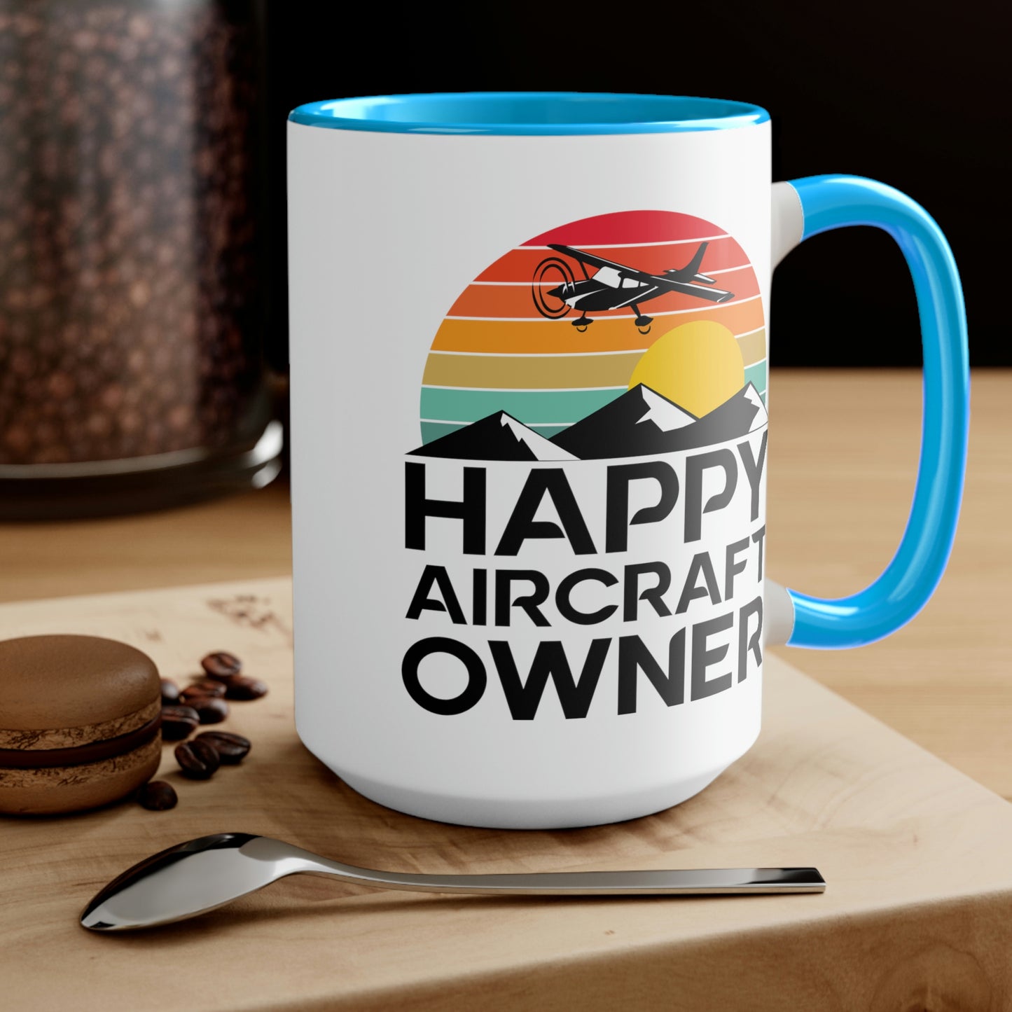 Happy Aircraft Owner - Retro - Two-Tone Coffee Mugs, 15oz