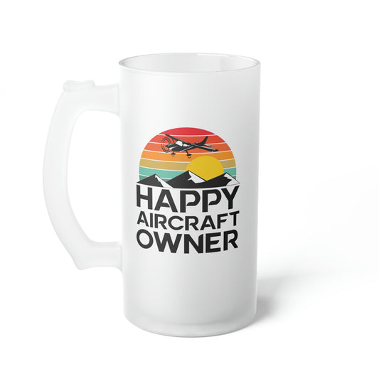 Happy Aircraft Owner - Retro - Frosted Glass Beer Mug