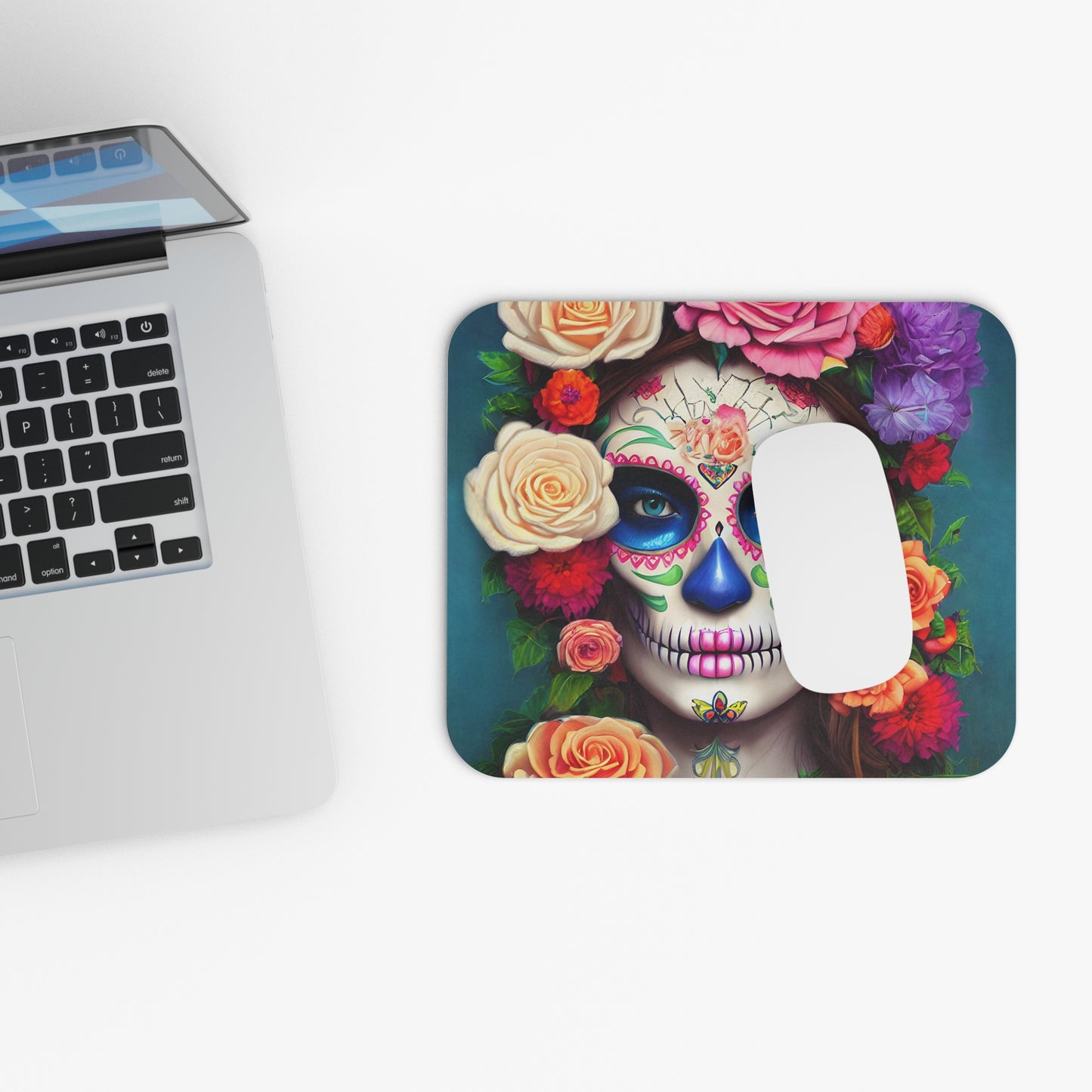 Sugar Skull Flowers - v2 - Mouse Pad (Rectangle)