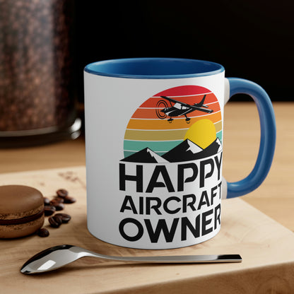 Happy Aircraft Owner - Retro - Accent Coffee Mug, 11oz