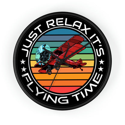 Just Relax - Flying Time - Biplane - Wall Clock