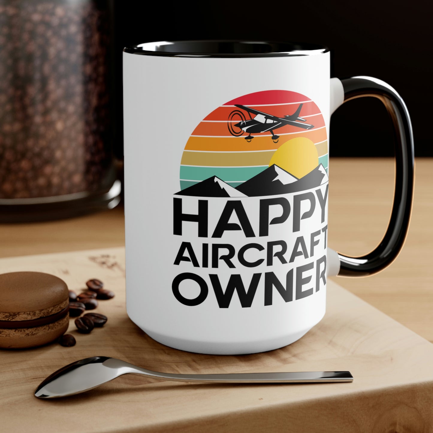 Happy Aircraft Owner - Retro - Two-Tone Coffee Mugs, 15oz