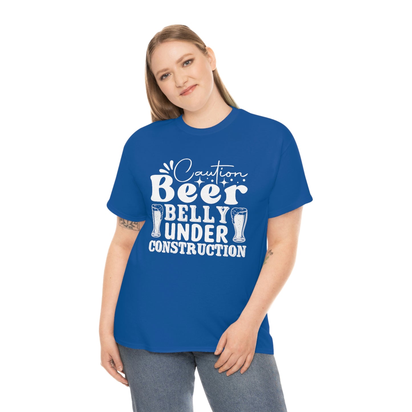 Beer Belly Under Construction - White - Unisex Heavy Cotton Tee