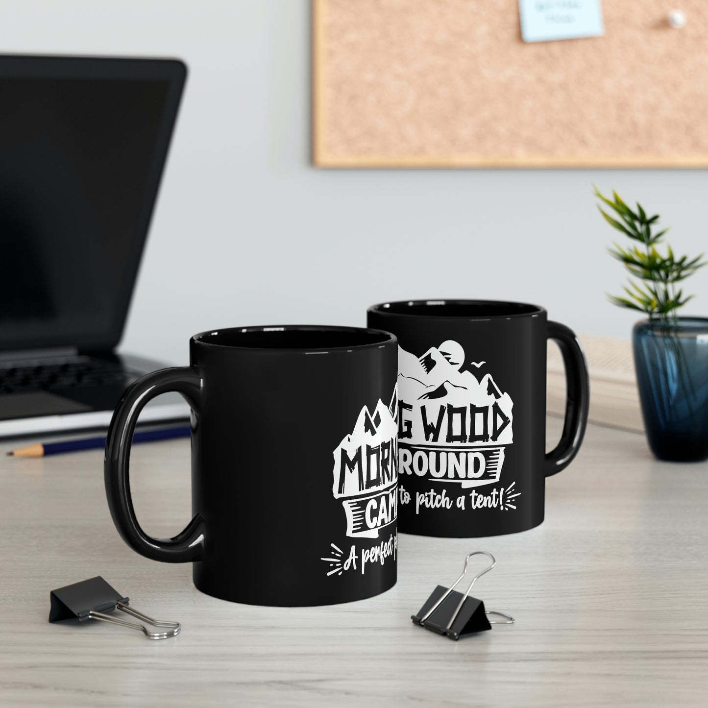 Morning Wood Campground - White - 11oz Black Mug