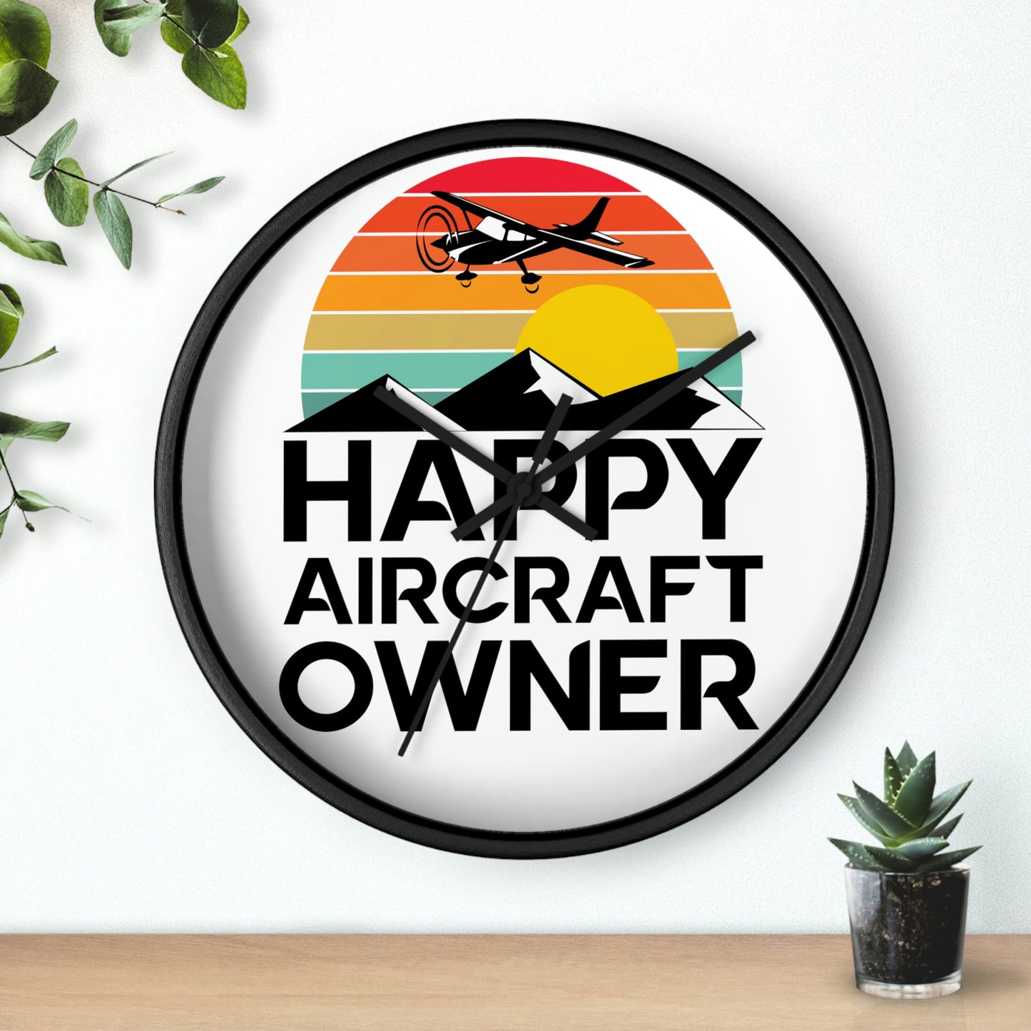 Happy Aircraft Owner - Retro - Circle - Wall Clock