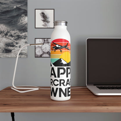 Happy Aircraft Owner - Retro - Slim Water Bottle