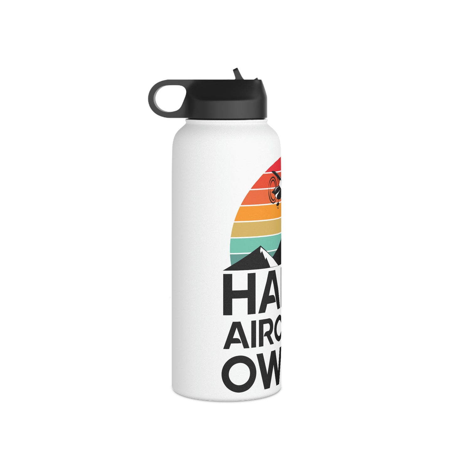 Happy Aircraft Owner - Retro - Stainless Steel Water Bottle, Standard Lid - 32 oz.