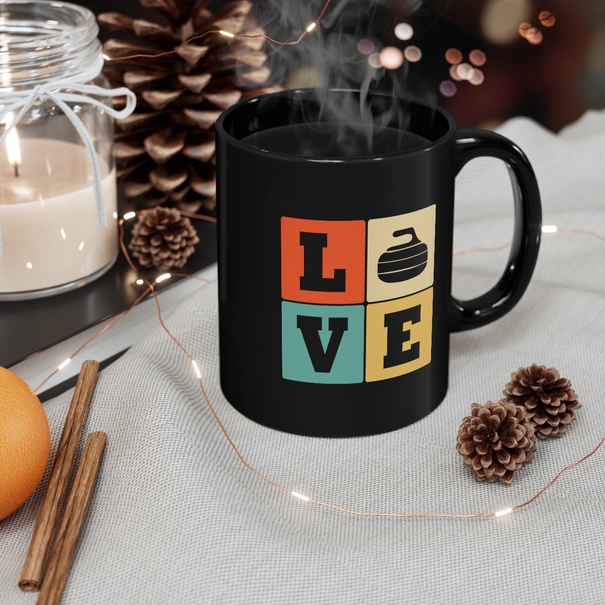 Love - Curling - 11oz Black Mug