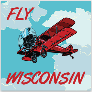 Fly Wisconsin - Biplane - Vinyl Sticker