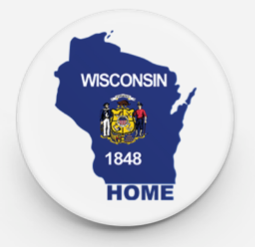 Wisconsin "Home" - 1" Round Button