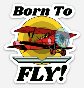 Born To Fly - Biplane - Vinyl Sticker