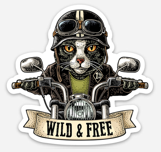 Wild & Free - Motorcycle Cat - Magnet