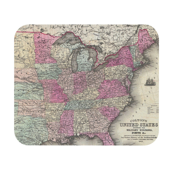 1862 US Military Stations Map - Mouse Pad (Rectangle)