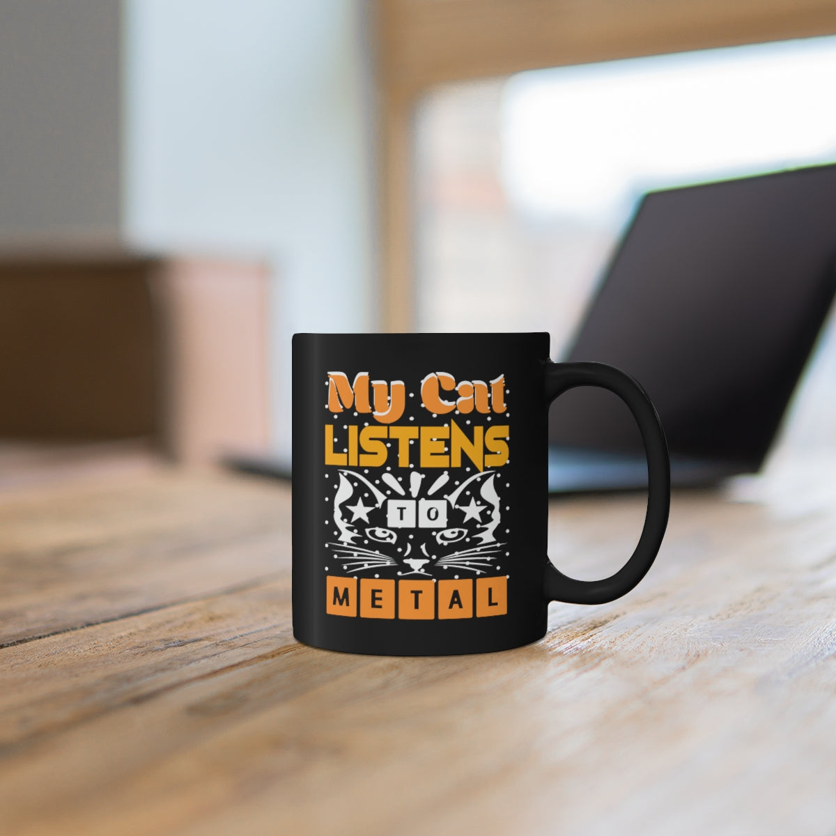 My Cat Listens To Metal - 11oz Black Mug