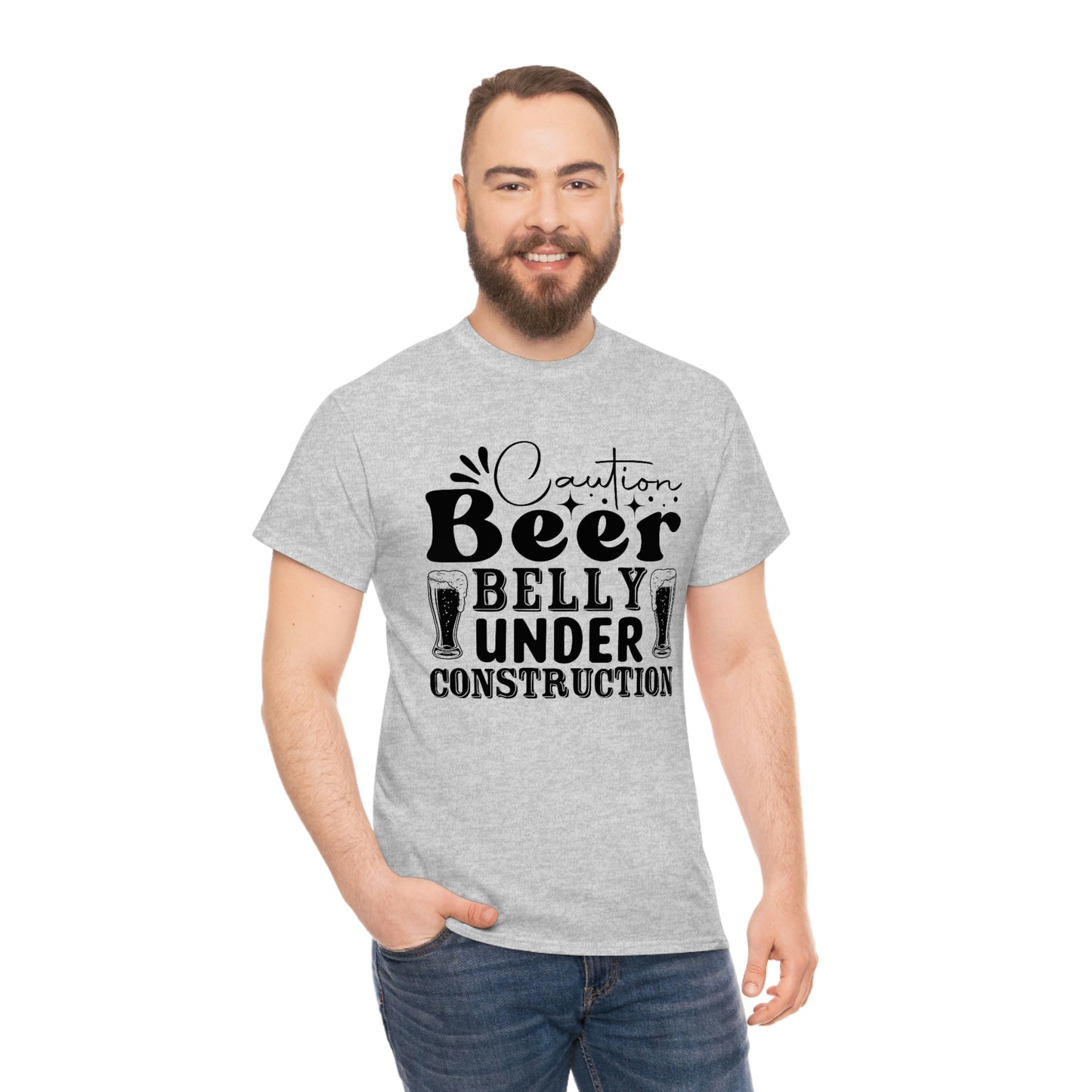 Beer Belly Under Construction - Black - Unisex Heavy Cotton Tee