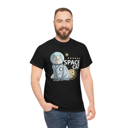 Cute Space Cat - Unisex Heavy Cotton Tee