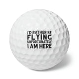 I'd Rather Be Flying Unfortunately I Am Here - Black - Golf Balls, 6pcs