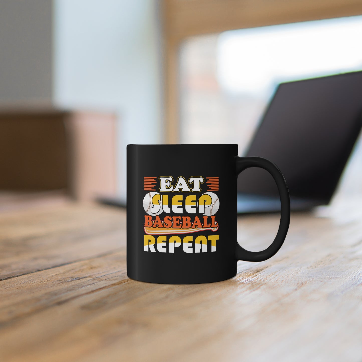 Eat - Sleep - Baseball - Repeat - 11oz Black Mug