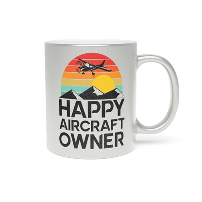 Happy Aircraft Owner - Retro - Metallic Mug (Silver\Gold)