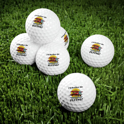 I'd Rather Be Flying - Biplane - Golf Balls, 6pcs