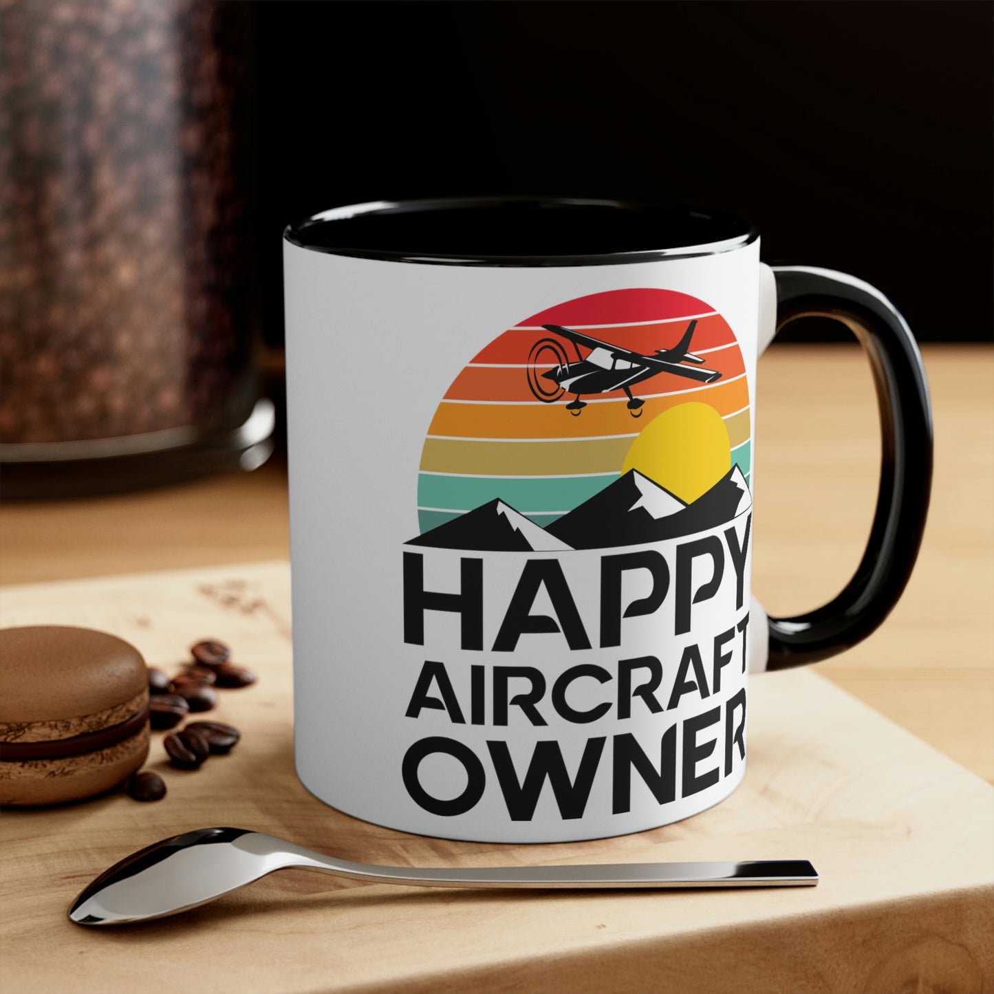 Happy Aircraft Owner - Retro - Accent Coffee Mug, 11oz